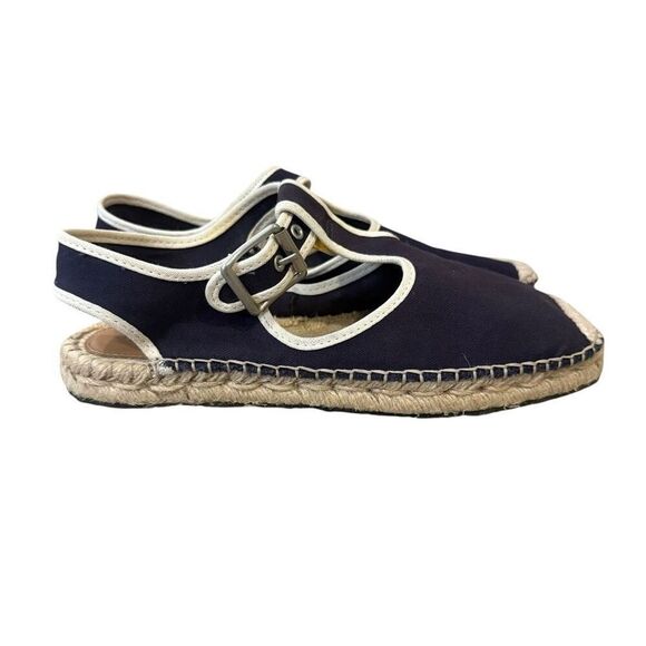 Re/Done T-Strap Navy Espadrille Sandals Size 38 US 8 - Picture 1 of 8